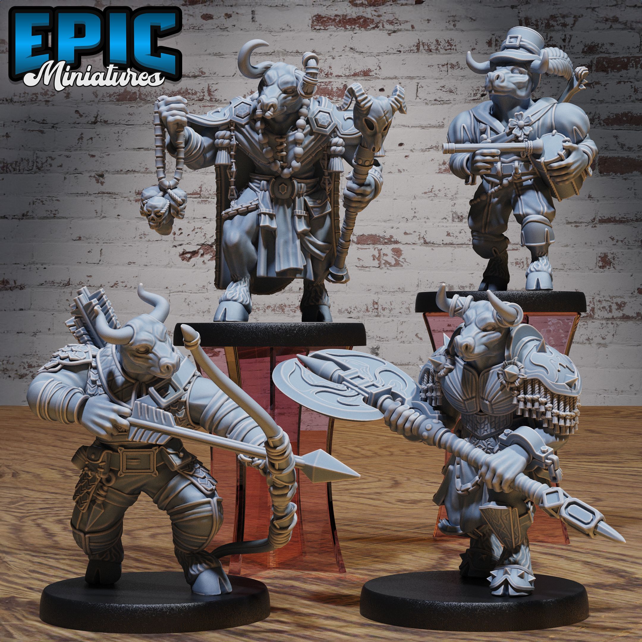Minotaur Tribe Set / Minotaurfolk / Taurus Folk Warrior / Bulky Horned Fighter / Bull Human Minotaur Hybrid Beast / Ancient Greek Monster / Roman Myth Animal / Olympian Encounter